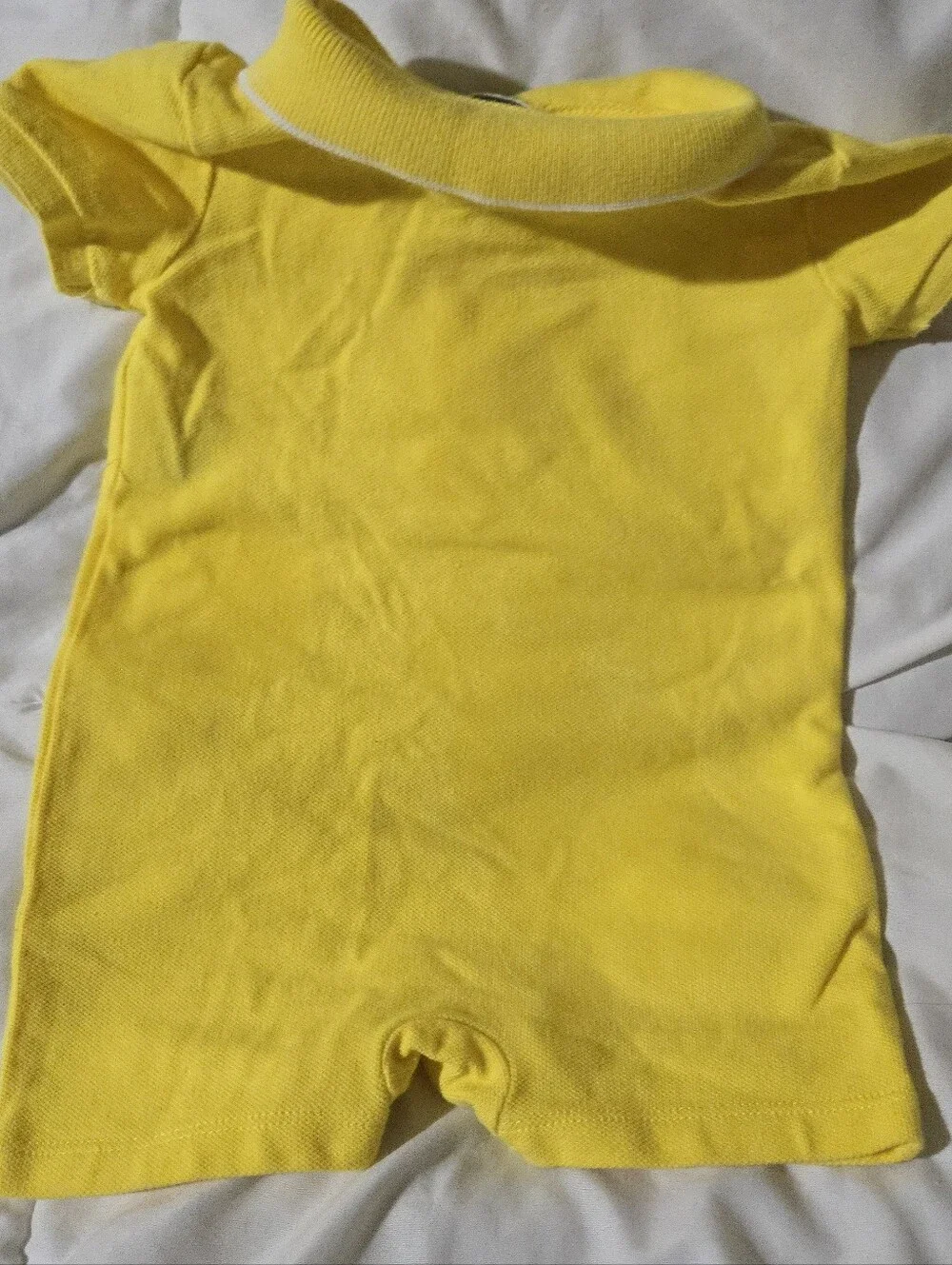 Ralph Lauren Baby Boy Bright Yellow Polo One-Piece Romper Pocket 6 Months